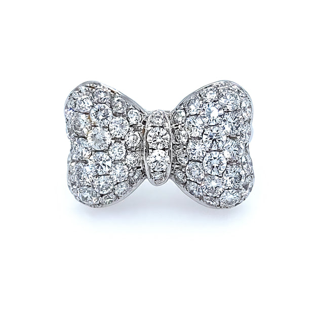 Estate 18K White Gold Diamond Bow Ring