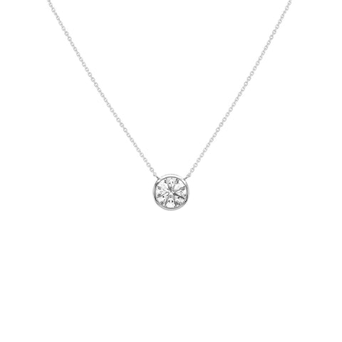 18k White Gold Bezel Set Diamond Necklace