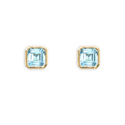 14K Yellow Gold and Light Blue Topaz Studs