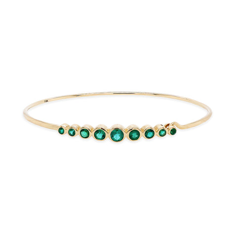 14K Yellow Gold Emerald Wire Bracelet
