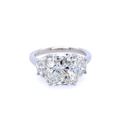 Radiant Diamond Ring with Half Moon Side Stones