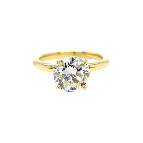 18K Yellow Gold Solitaire Round Diamond Ring