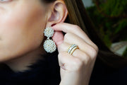 14K Yellow Gold Pearl and Diamond Drop Earrings