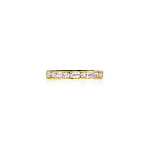 Penny Preville 18K Yellow Gold Round and Baguette Diamond Band