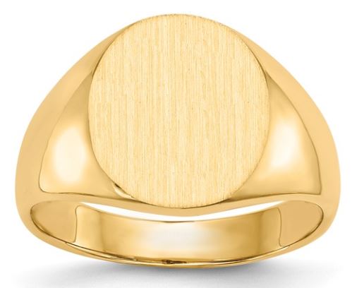 14K Yellow Gold Closed Back Men's Small Oval Signet Ring