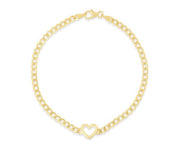14k Yellow Gold Heart Curb Chain Bracelet