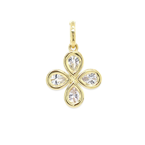 18kt yellow gold and pear shaped white sapphire pendant