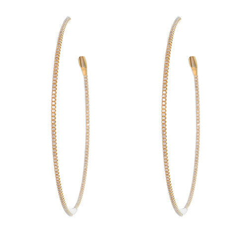 Large 18kt Yellow Gold and Diamond Hoops