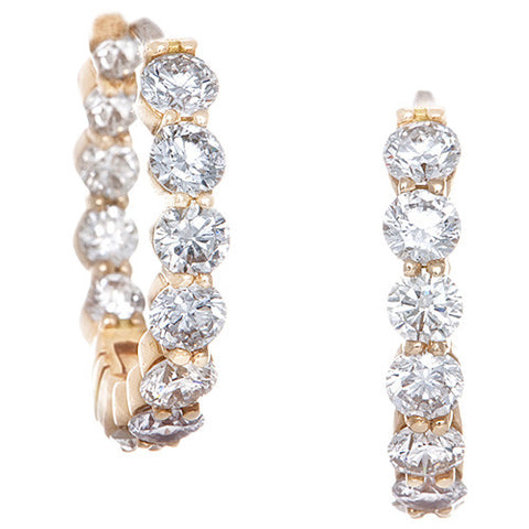 18K Rose Gold and Diamond Hoop Earrings