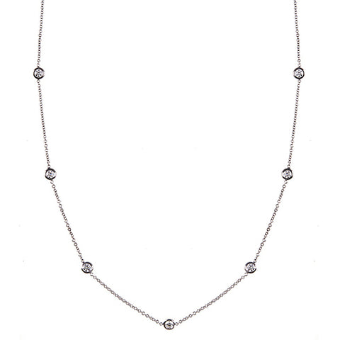 14k White Gold Diamond by the Yard Necklace 1.04 Carats
