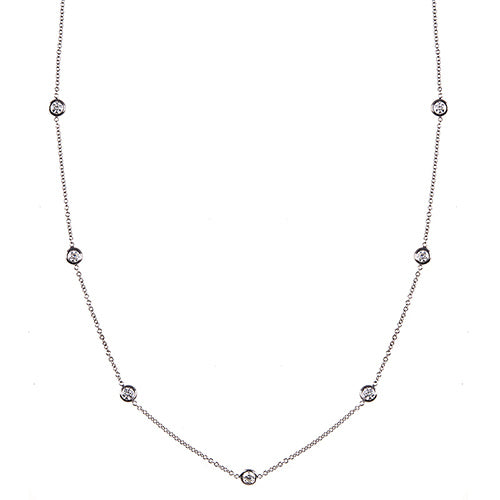 14k White Gold Diamond by the Yard Necklace 1.04 Carats