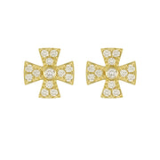 LPL Signature Collection 18k Yellow Gold Diamond Maltese Cross Studs