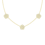 LPL Signature Collection 18k Yellow Gold Mosaic Flower Diamond Station Necklace