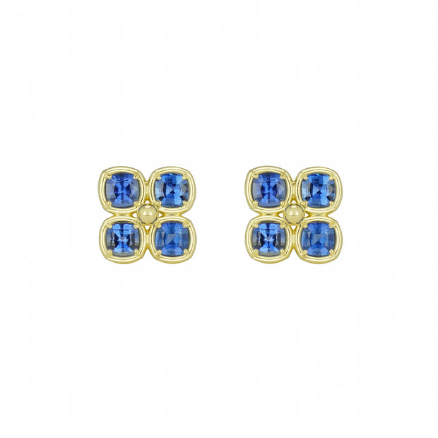 LPL Signature Collection 18k Yellow Gold and Sapphire Clover Earrings