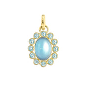 14K Yellow Gold Blue Topaz and MOP Pendant