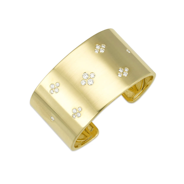 LPL Signature Collection 18k Yellow Gold Cary Cuff with Quad Diamonds