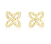 14k Open Floral Pave Diamond Stud Earring
