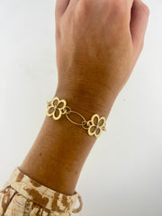 L. Klein 18k Yellow Gold Open Flower Link Bracelet