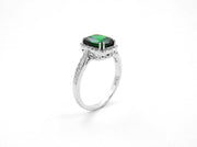 Platinum emerald and diamond ring