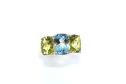 18KT, Blue Topaz and Peridot Ring