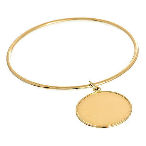 18k Yellow Gold Bangle Bracelet with Charm