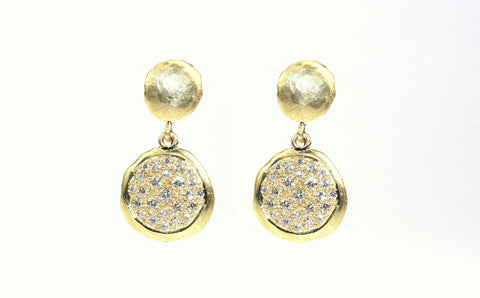 18K Yellow Gold and Diamond Drop Earrings