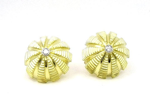 18k Yellow Gold Diamond Dome Earrings