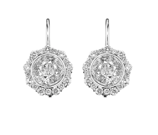 Penny Preville Round 18KT white gold  Illusion Drop Earrings