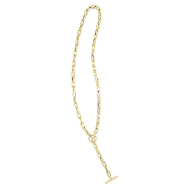 14k Yellow Gold Paperclip and Toggle Neckalce