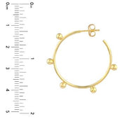 14k Yellow Gold Small Beaded Wire Post Hoops