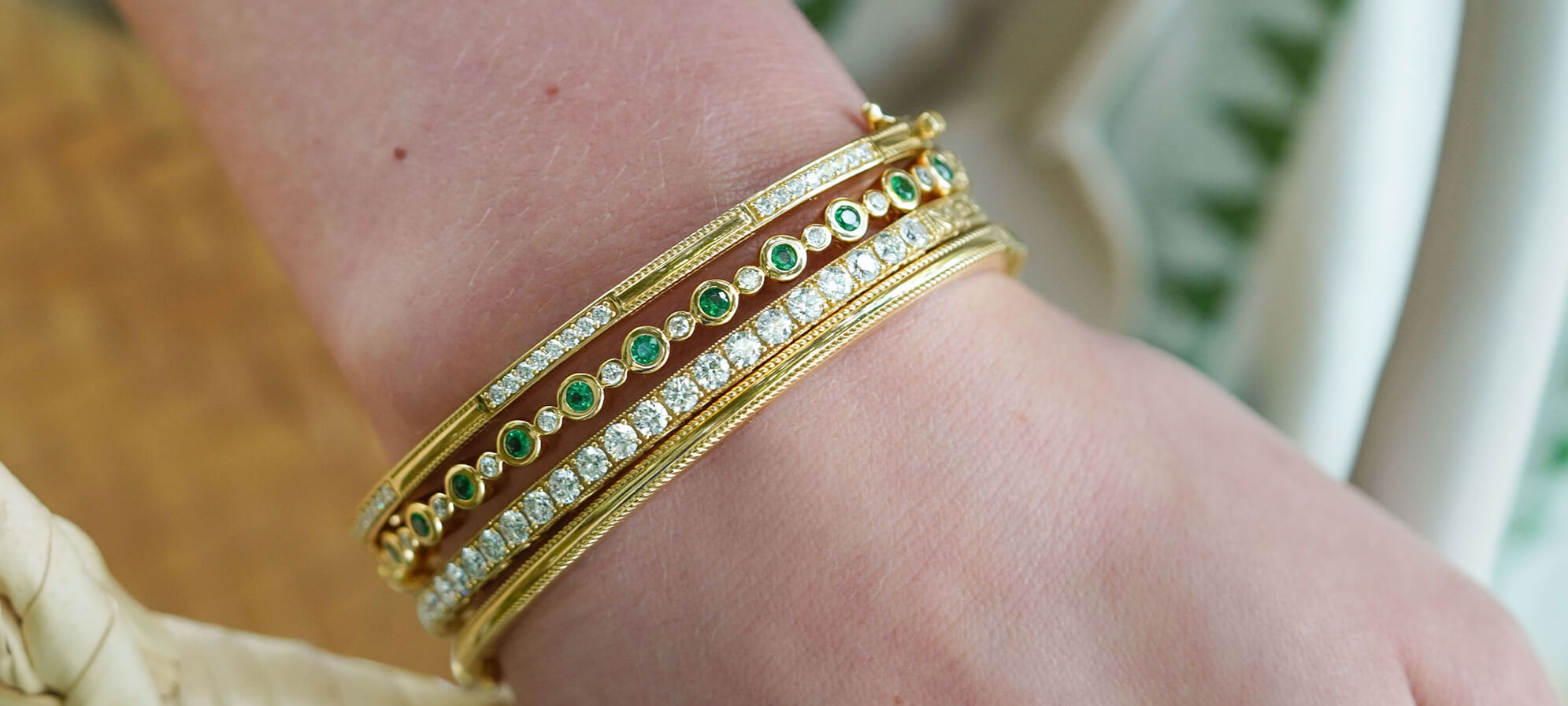 Woman wearing Penny Preville designed bracelets