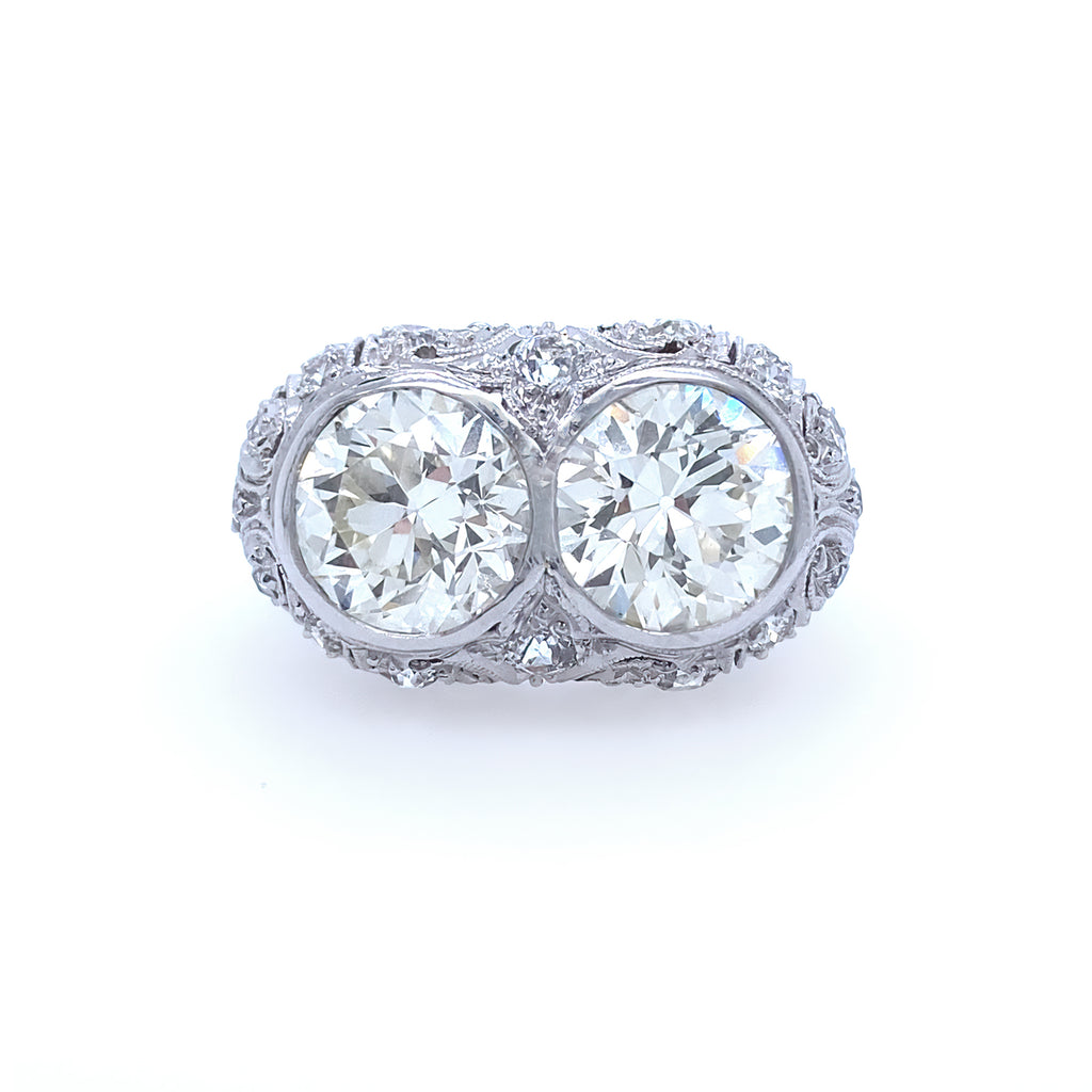 Estate Platinum Diamond and Sapphire Two Row Ring – Laura Pearce Ltd.