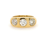 Estate 18K Yellow Gold 3 Stone Diamond Ring