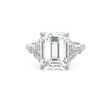 Estate Platinum Emerald Cut Diamond Ring with Epaulettes