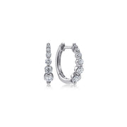 14K White Gold Round Diamond Huggies