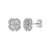 Gabriel & Co. 14K white gold clover cutout diamond stud earrings