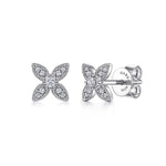 A pair of 14K white gold and diamond flower stud earrings designed by Gabriel & co.