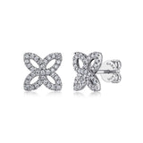 Gabirel & Co. 14K White Gold Open Floral Pave Diamond Stud Earring