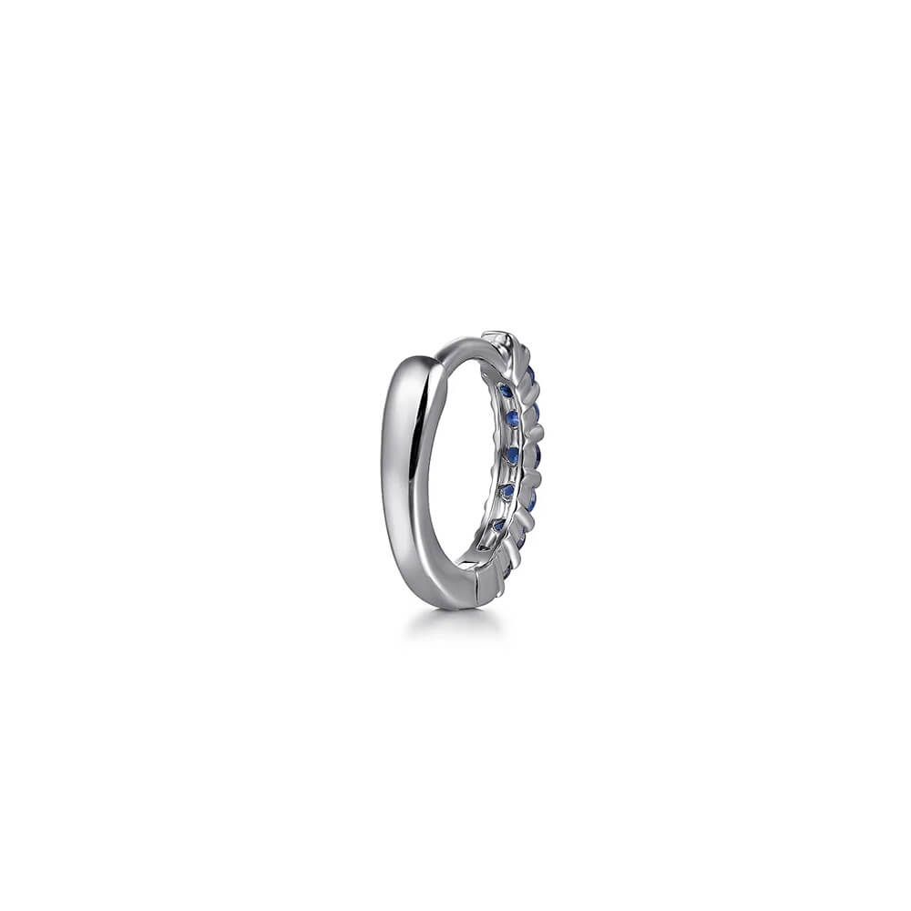 14K white gold sapphire huggie earrings