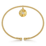 Gabriel & Co. 14K Yellow Gold Bujukan Beaded Diamond Cut Charm Bangle Bracelet