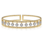 14K yellow Gold Bujukan Diamond Cuff Bangle