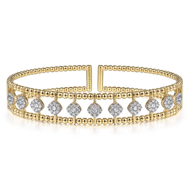 14K yellow Gold Bujukan Diamond Cuff Bangle