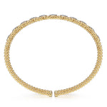 14K yellow gold bujukan diamond cuff bangle designed by Gabriel & Co