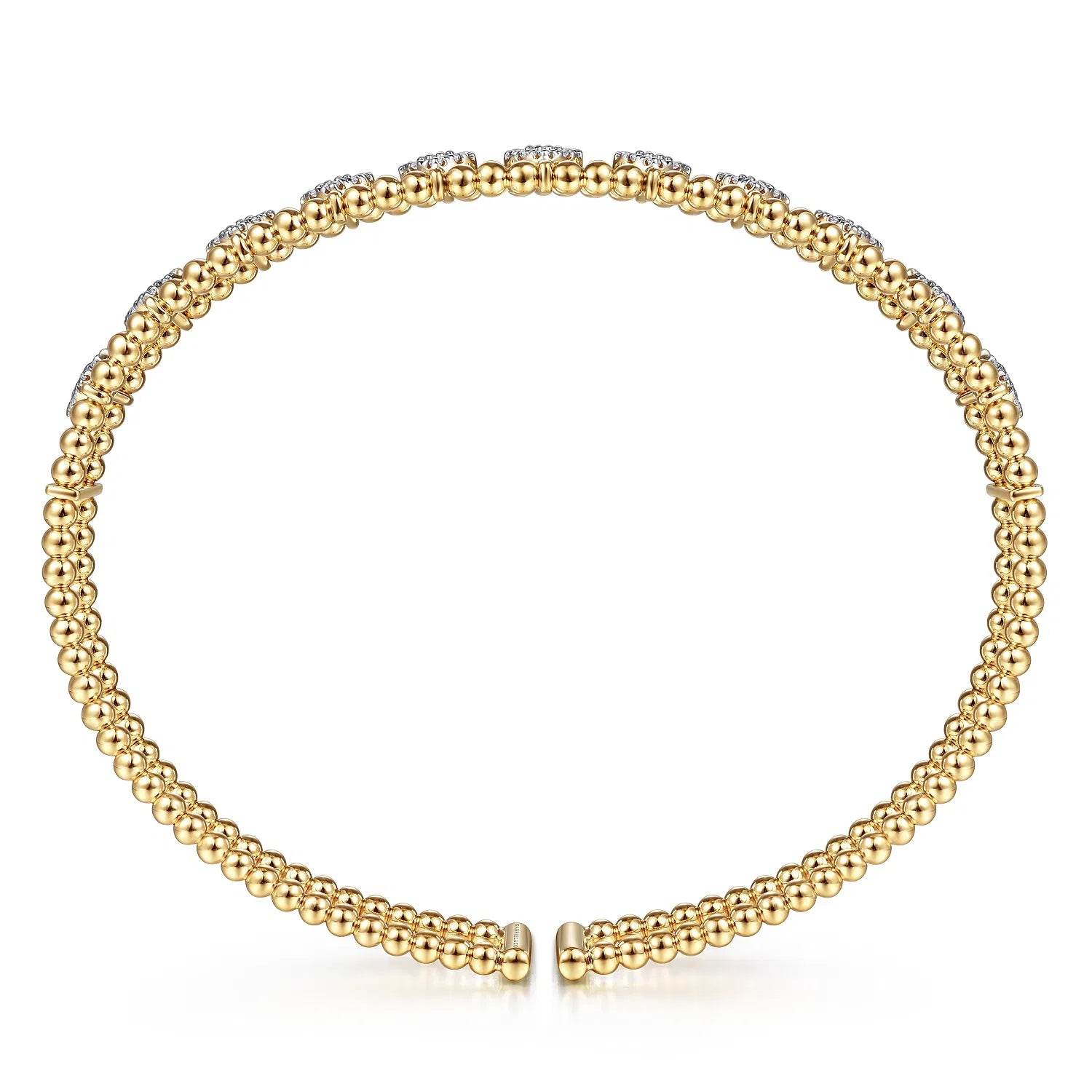 14K yellow gold bujukan diamond cuff bangle designed by Gabriel & Co