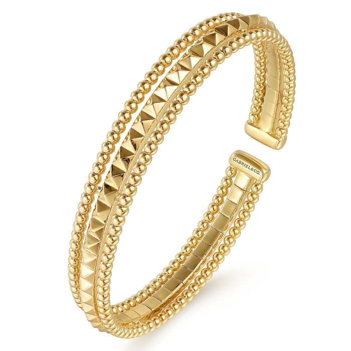 14K Yellow Gold Bujukan Pyramid Bangle designed by Gabriel & Co.