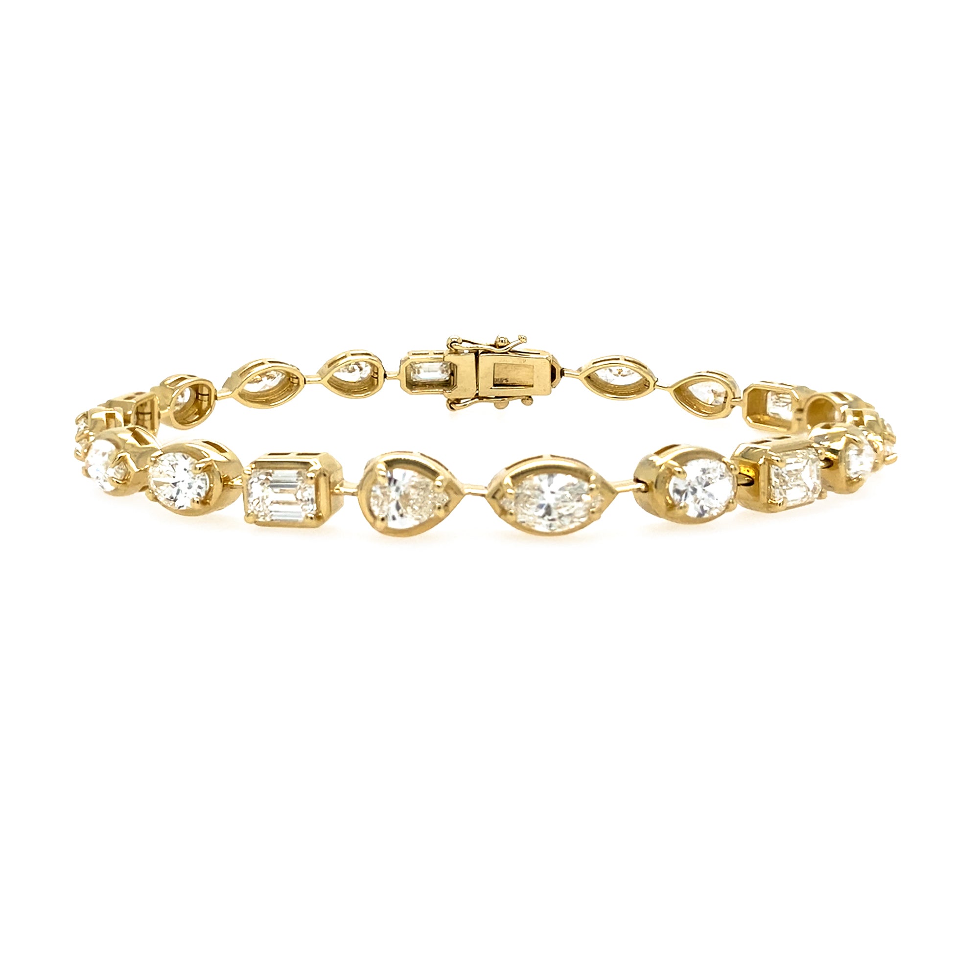 14K Gold bracelet with 6 Carat diamond stones on a white background