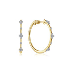 14K Gold hoop earrings with diamond accents on a white background