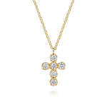 yellow gold diamond cross pendant necklace