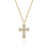 yellow gold diamond cross pendant necklace