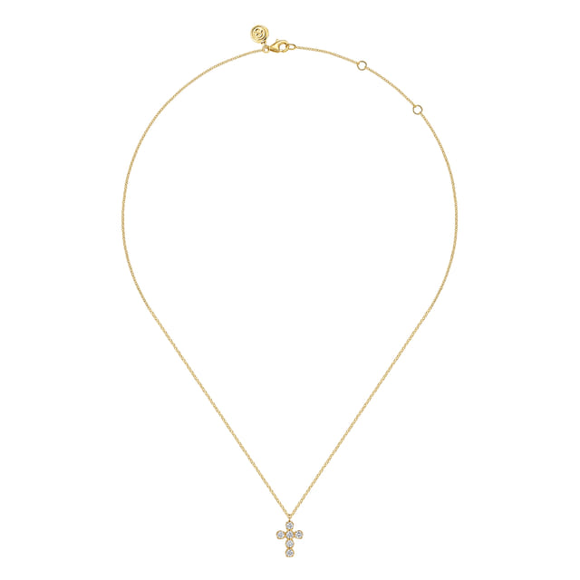 yellow gold diamond cross pendant necklace